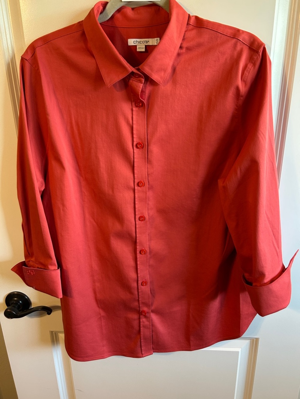 Chico's Women’s Coral Button-Up Shirt. #044